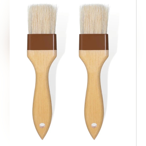 2 Pcs Pastry Brush Basting Brush Wooden Handle Natural Bristle NEW - Picture 1 of 4